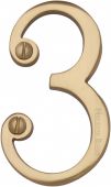 C1560 3-PB Heritage Brass Numeral 3 Face Fix 76mm &lpar;3"&rpar; Polished Brass Finish