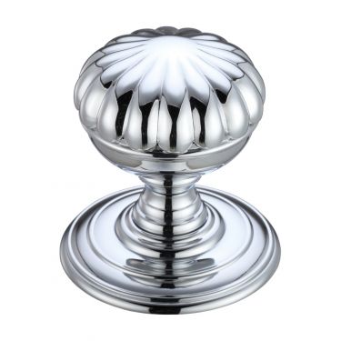 Click Here To Enlarge This Photo Of FB307CP - Zoo Hardware Fulton & Bray Flower Mortice Knob on Round Rose &lpar;Unsprung&rpar; Concealed Fix - Polished Chrome
