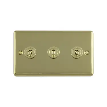 Click Here To Enlarge This Photo Of ENT3SWPB - Eurolite 3 Gang Toggle Switch Polished Brass &lpar;Enhance Range&rpar;