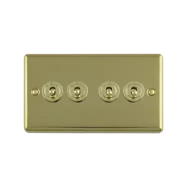 Click Here To Enlarge This Photo Of ENT4SWPB - Eurolite 4 Gang Toggle Switch Polished Brass &lpar;Enhance Range&rpar;