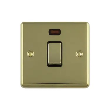 Click Here To Enlarge This Photo Of EN20ASWNPBB - Eurolite 1 Gang 20Amp DP Switch with Neon Indicator Polished Brass with Black Trim &lpar;Enhance Range&rpar;