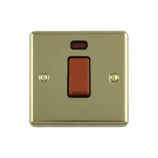 EN45ASWNSPBB - Eurolite 1 Gang 45Amp DP Switch with Neon Indicator Polished Brass with Black Trim &lpar;Enhance Range&rpar;