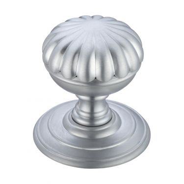 Click Here To Enlarge This Photo Of FB307SC - Zoo Hardware Fulton & Bray Flower Mortice Knob on Round Rose &lpar;Unsprung&rpar; Concealed Fix - Satin Chrome