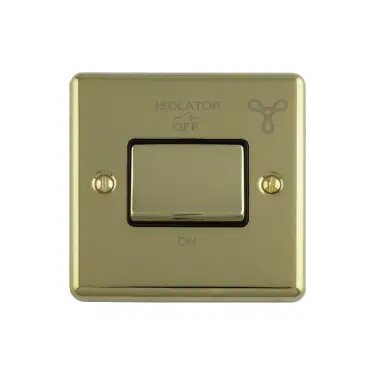Click Here To Enlarge This Photo Of ENFSWPBB - Eurolite 6Amp Fan Isolator Switch Polished Brass with Black Trim &lpar;Enhance Range&rpar;