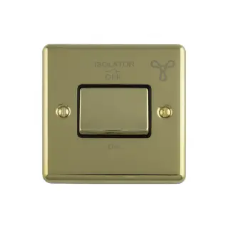 ENFSWPBB - Eurolite 6Amp Fan Isolator Switch Polished Brass with Black Trim &lpar;Enhance Range&rpar;