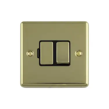 Click Here To Enlarge This Photo Of ENSWFPBB - Eurolite 13Amp DP Switched Fuse Spur Polished Brass with Black Trim &lpar;Enhance Range&rpar;