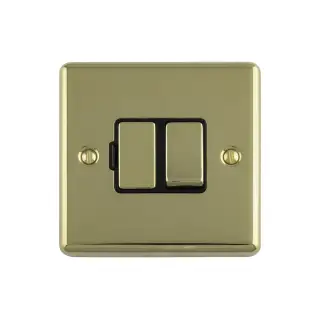ENSWFPBB - Eurolite 13Amp DP Switched Fuse Spur Polished Brass with Black Trim &lpar;Enhance Range&rpar;