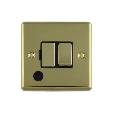 Click Here To Enlarge This Photo Of ENSWFFOPBB - Eurolite 13Amp DP Switched Fuse Spur with Flex Outlet Polished Brass with Black Trim &lpar;Enhance Range&rpar;