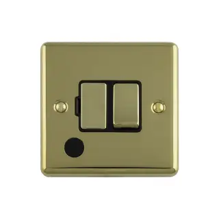 ENSWFFOPBB - Eurolite 13Amp DP Switched Fuse Spur with Flex Outlet Polished Brass with Black Trim &lpar;Enhance Range&rpar;