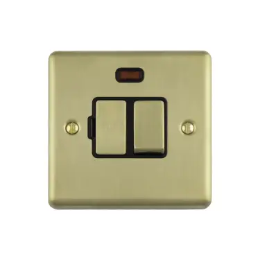 Click Here To Enlarge This Photo Of ENSWFNPBB - Eurolite 13Amp DP Switched Fuse Spur with Neon Indicator Polished Brass with Black Trim &lpar;Enhance Range&rpar;