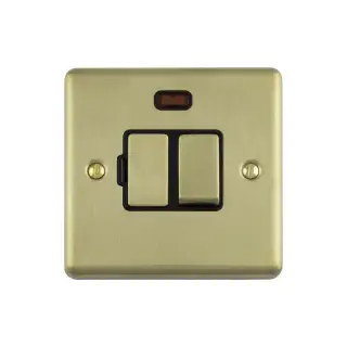 ENSWFNPBB - Eurolite 13Amp DP Switched Fuse Spur with Neon Indicator Polished Brass with Black Trim &lpar;Enhance Range&rpar;