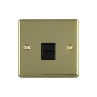 Click Here To Enlarge This Photo Of EN1MPBB - Eurolite 1 Gang Master Telephone Socket Polished Brass with Black Trim &lpar;Enhance Range&rpar;