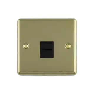 EN1MPBB - Eurolite 1 Gang Master Telephone Socket Polished Brass with Black Trim &lpar;Enhance Range&rpar;