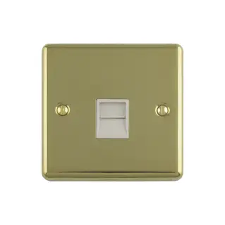 EN1MPBW - Eurolite 1 Gang Master Telephone Socket Polished Brass with White Trim &lpar;Enhance Range&rpar;