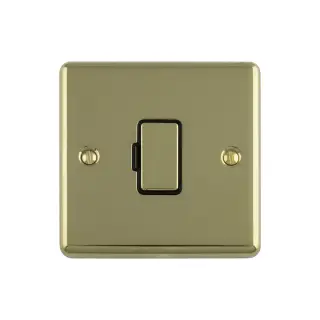 ENUSWFPBB - Eurolite 13Amp Unswitched Fuse Spur Polished Brass with Black Trim &lpar;Enhance Range&rpar;
