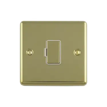 Click Here To Enlarge This Photo Of ENUSWFPBW - Eurolite 13Amp Unswitched Fuse Spur Polished Brass with White Trim &lpar;Enhance Range&rpar;