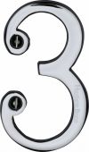 C1560 3-PC Heritage Brass Numeral 3 Face Fix 76mm &lpar;3"&rpar; Polished Chrome Finish