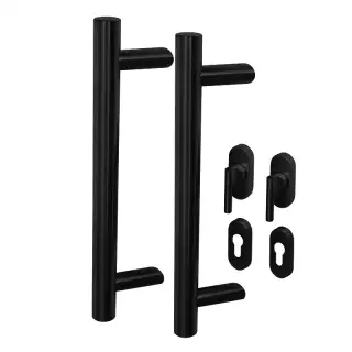 BLU Performance KM850 Offset Round 'T' Bar Handle for Straight Slide Doors&comma; Back to back fix&comma; 316 Stainless Steel in a Matt Black Lacquer Finish &lpar;KM850-PAIR-MBL&rpar;