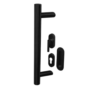 Click Here To Enlarge This Photo Of BLU Performance KM850 Offset Round 'T' Bar Handle for Straight Slide Doors&comma; Secret fix & Flush Pull&comma; 316 Stainless Steel in a Matt Black Lacquer Finish &lpar;KM850-SING-MBL&rpar;