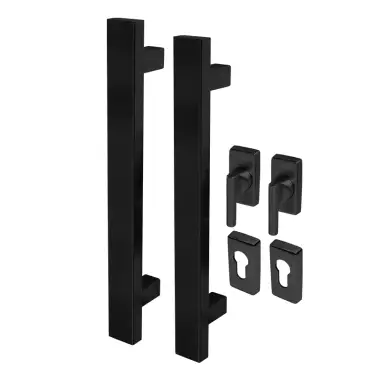 Click Here To Enlarge This Photo Of BLU Performance KM853 Inline Rectangular T-Bar Pull Handle for Straight Slide Doors&comma; Back to Back Fix&comma; 316 Stainless Steel in a Matt Black Lacquer Finish &lpar;KM853-PAIR-MBL&rpar;