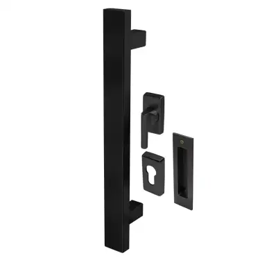 Click Here To Enlarge This Photo Of BLU Performance KM853 Inline Rectangular T-Bar Pull Handle for Straight Slide Doors&comma; Secret Fix & Flush Pull&comma; 316 Stainless Steel in a Matt Black Lacquer Finish &lpar;KM853-SING-MBL&rpar;