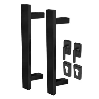 BLU Performance KM856 Offset Rectangular T-Bar Pull Handle for Straight Slide Doors&comma; Back to Back Fix&comma; 316 Stainless Steel in a Matt Black Lacquer Finish &lpar;KM856-PAIR-MBL&rpar;
