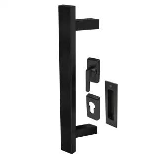 BLU Performance KM856 Offset Rectangular T-Bar Pull Handle for Straight Slide Doors&comma; Secret Fix & Flush Pull&comma; 316 Stainless Steel in a Matt Black Lacquer Finish &lpar;KM856-SING-MBL&rpar;