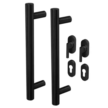 Click Here To Enlarge This Photo Of BLU Performance KM859 Kit for Straight Slide Doors&comma; Back to Back Fix&comma; 316 Stainless Steel in a Matt Black Lacquer Finish &lpar;KM859-PAIR-MBL&rpar;