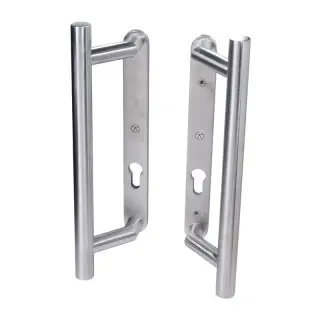 BLU Performance KM910 Patio Door Handle&comma; Back to back handles&comma; Euro cut-out backplates&comma; No levers&comma; 316 Satin Stainless Steel &lpar;KM910B-SSS&rpar;