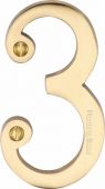 C1560 3-SB Heritage Brass Numeral 3 Face Fix 76mm &lpar;3"&rpar; Satin Brass Finish