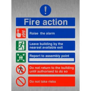 Brushed Aluminium &lpar;3mm&rpar; Raise The Alarm Fire Action Sign