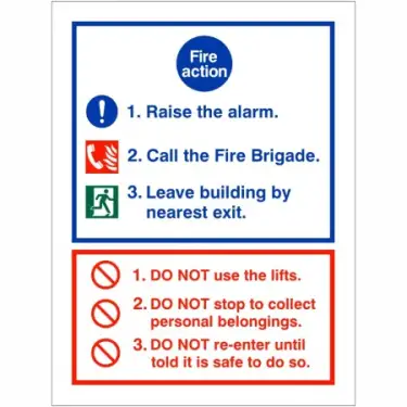 Click Here To Enlarge This Photo Of Rigid Plastic &lpar;1mm&rpar; 3 Point Fire Action Notice Sign - Raise The Alarm