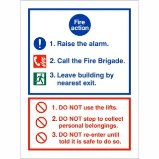 Rigid Plastic &lpar;1mm&rpar; 3 Point Fire Action Notice Sign - Raise The Alarm