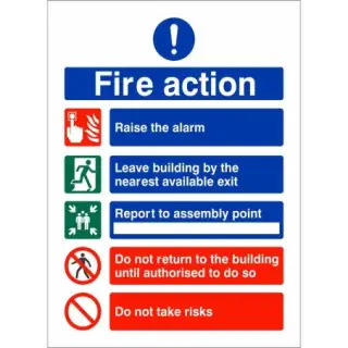 Rigid Plastic &lpar;1mm&rpar; Raise The Alarm Fire Action Notice Sign
