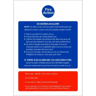 Rigid Plastic &lpar;1mm&rpar; Stay Indoors &lpar;Stay Put&rpar; - Fire Action Notice Sign &lpar;for flats and apartments&rpar;