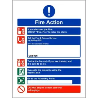 Rigid Plastic &lpar;1mm&rpar; Shout Fire Fire - Fire Action Notice Sign &lpar;For Holiday Lets&rpar;