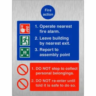 Brushed Aluminium &lpar;3mm&rpar; Operate Nearest Fire Alarm Sign