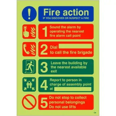 Click Here To Enlarge This Photo Of Photoluminescent &lpar;Glow in the Dark&rpar; Rigid Plastic &lpar;Class C&rpar; If You Discover or Suspect a Fire Sign