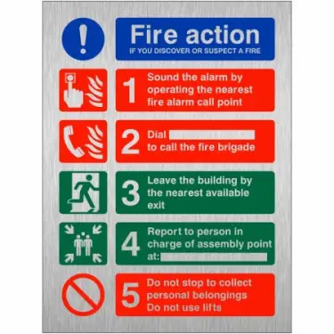 Click Here To Enlarge This Photo Of Brushed Aluminium &lpar;3mm&rpar; If You Discover or Suspect a Fire Sign