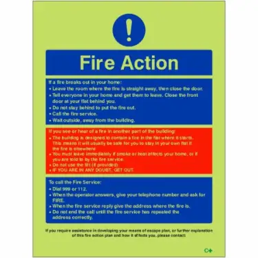 Click Here To Enlarge This Photo Of Photoluminescent &lpar;Glow in the Dark&rpar; Self Adhesive &lpar;Class C&rpar; Personal Emergency Evacuation Plan PEEP Sign