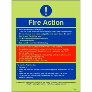 Photoluminescent &lpar;Glow in the Dark&rpar; Self Adhesive &lpar;Class C&rpar; Personal Emergency Evacuation Plan PEEP Sign