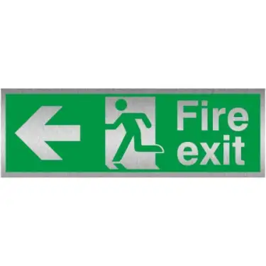 Click Here To Enlarge This Photo Of Brushed Aluminium &lpar;3mm&rpar; Fire Exit Arrow Left Sign