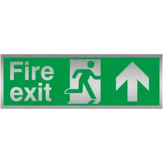 Brushed Aluminium &lpar;3mm&rpar; Fire Exit Arrow Up Sign