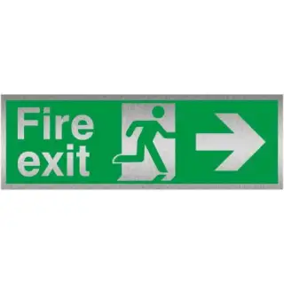 Brushed Aluminium &lpar;3mm&rpar; Fire Exit Arrow Right Sign