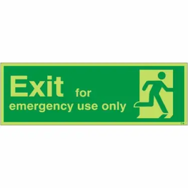 Click Here To Enlarge This Photo Of Photoluminescent &lpar;Glow in the Dark&rpar; Self Adhesive &lpar;Class C&rpar; "Exit For Emergency Use Only" Sign