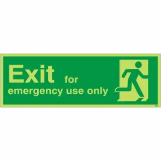 Photoluminescent &lpar;Glow in the Dark&rpar; Self Adhesive &lpar;Class C&rpar; "Exit For Emergency Use Only" Sign