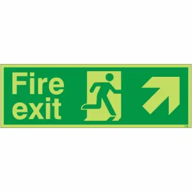 Click Here To Enlarge This Photo Of Photoluminescent &lpar;Glow in the Dark&rpar; Self Adhesive &lpar;Class C&rpar; Fire Exit Up Right Sign