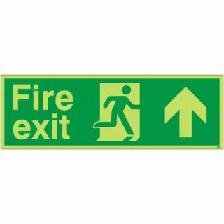 Photoluminescent &lpar;Glow in the Dark&rpar; Rigid Plastic &lpar;Class C&rpar; Fire Exit Up Sign