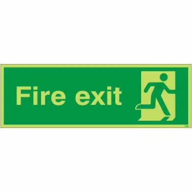 Click Here To Enlarge This Photo Of Photoluminescent &lpar;Glow in the Dark&rpar; Rigid Plastic &lpar;Class C&rpar; Final Exit Running Man Right Sign