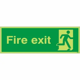 Photoluminescent &lpar;Glow in the Dark&rpar; Self Adhesive &lpar;Class C&rpar; Final Exit Running Man Right Sign